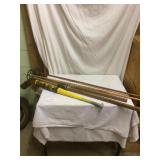 old breslau hockey stick, ski poles, bat