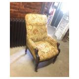 antique easy chair, wood, eastlake, walnut