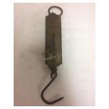 Hanging brass family scale, spring, vintage