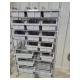 Metal shelf with 16 storage trays