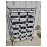 Metal shelf with 18 storage trays