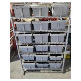 Metal shelf with 18 storage trays