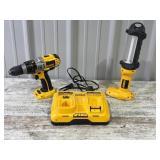 Dewalt Drill, Work Light, Charging Station