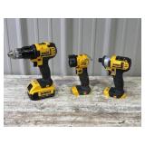 Dewalt Drill, Flashlight, Impact Driver, 1 Battery