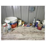 Filters, Fluids, Spray Bottles, and Bucket
