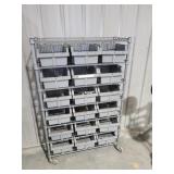 Metal shelf with 18 storage trays