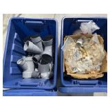 Two Totes with PVC Pipe Fittings