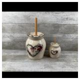 Cream Ceramic Butter Churn  Keeper Set
