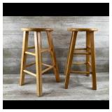 Furniture Pair of Wooden Stools