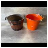Wooden Bucket and Metal Bucket