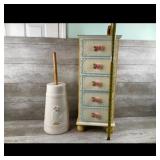 -Drawer Mini Chest and Ceramic Toilet Brush Holder