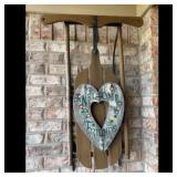 Rustic Sled and Wreath Wall Decor Set