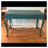 Desk with Two Drawers Ornate Pulls Claw Feet
