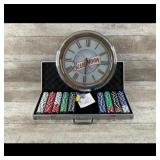 Blue Moon Wall Clock and 500-Piece Poker Chip Set