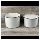 Two Enamel Cooking Pots