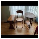 Wooden Drop-Leaf Table Chair Side Table Set