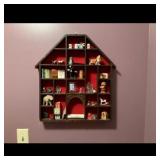 Decorative House-Shaped Wooden Curio Cabinet