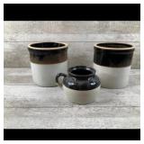 Set of Three Stoneware Crocks