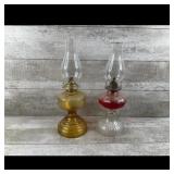 Pair of Lighting Glass Kerosene Oil Lamps