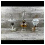 Collectibles Queen Anne Glass Oil Lamp Set