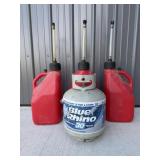 Propane Tank(EMPTY), 3 - Plastic 5gallon Gas Cans
