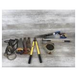 Hand Saw, Cutters, Electric Cord Reel, Rope