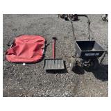 Snow Shovel, Precision Pro Spreader, and Canopy