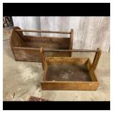 Storage  Organization Two Wooden Tool Caddies Set