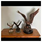 Collection of Three Eagle Sculptures