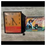 Coca-Cola Illuminated Wall Clock and Tray Set