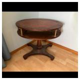 Two-tier oval wood side table