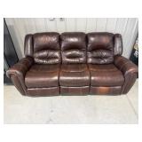 Brown Leather Couch 2 Reclining Ends