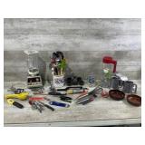 Utensils, Mugs , Glasses, Mixer, Wood Bowls,