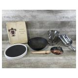 Vintage Knife Set, Lazy Susan, Strainers, and