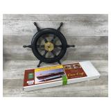 Wooden Ship Wheel and 1949 Chris Craft Racing