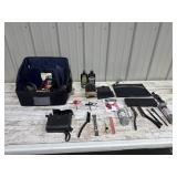 Miscellaneous gun cleaning supplies and bag