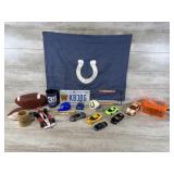 Die Cast Cars, Footballs, water Proof Box, Colts