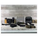 Assortment of Velcro holsters, pouches, and belts