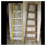 Fiberglass Step Ladder and Wooden Step Ladder