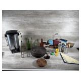 Coffee Urn, Bottles, Collapsible Cups, Baskets