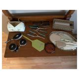 Vintage Vanity Sets:  Curling Irons, Mirror,
