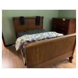 Wooden Bed Frame With Bedding