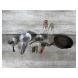 10in Cast Iron Skillet and Vintage kitchen items