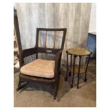 Wicker Rocking Chair and Two Tier End Table