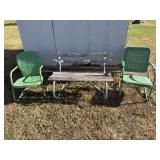 *Out Door* (2) Metal Chairs and Bench