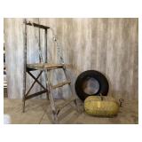 (1) 225/75R15 Tire, Air Tank, Wood Step Ladder