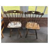2 Swivel Wooden Kitchen Chairs