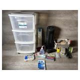 3 Drawer Cart, Heater, Bath Mat, Clock, Stapler
