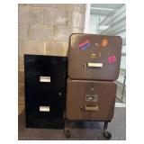 Two Fire Proof Filing Cabinets One Black Filing