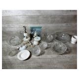 Milk Glass Lamps, Clear  Glass Dishes